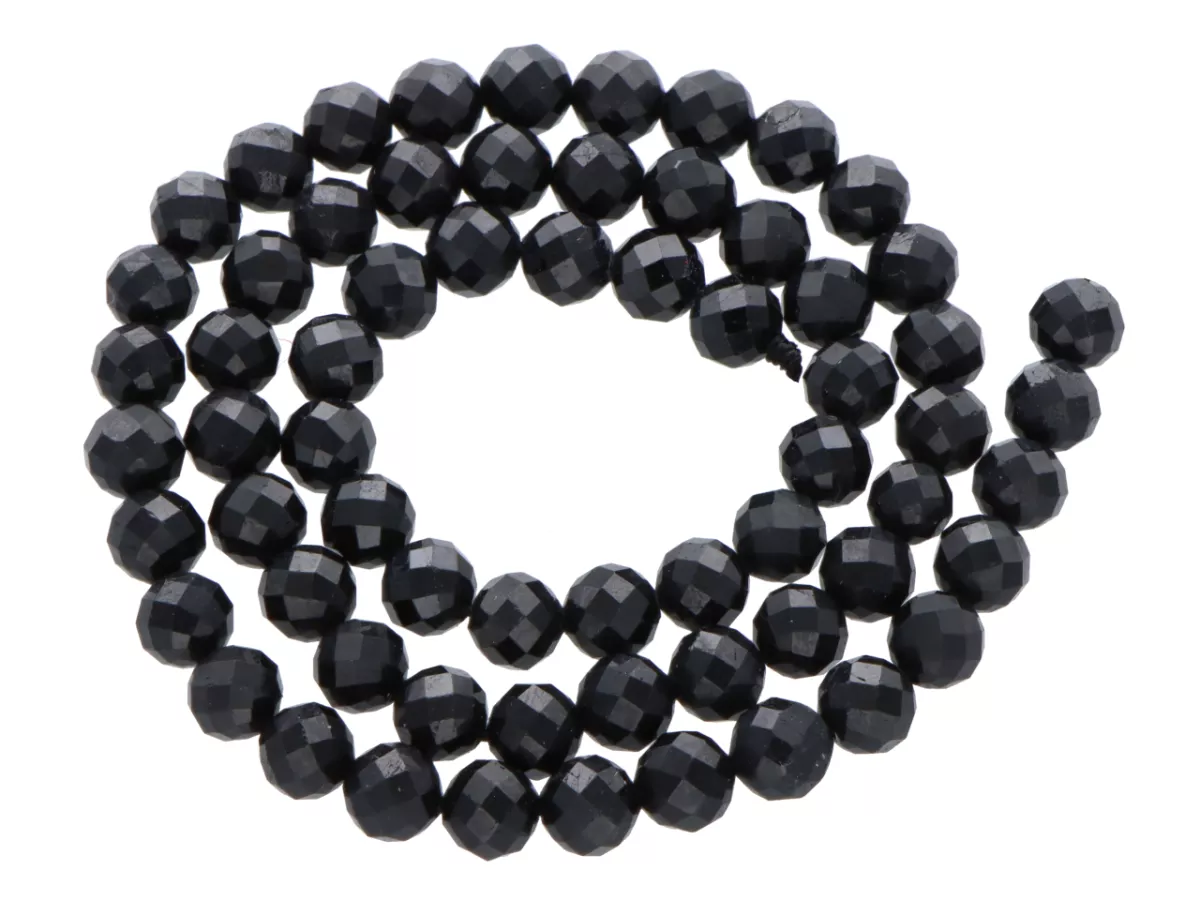 K7E91 TURMALIN CZARNY KULE FASETOWANE 6 mm - 1 SZNUR