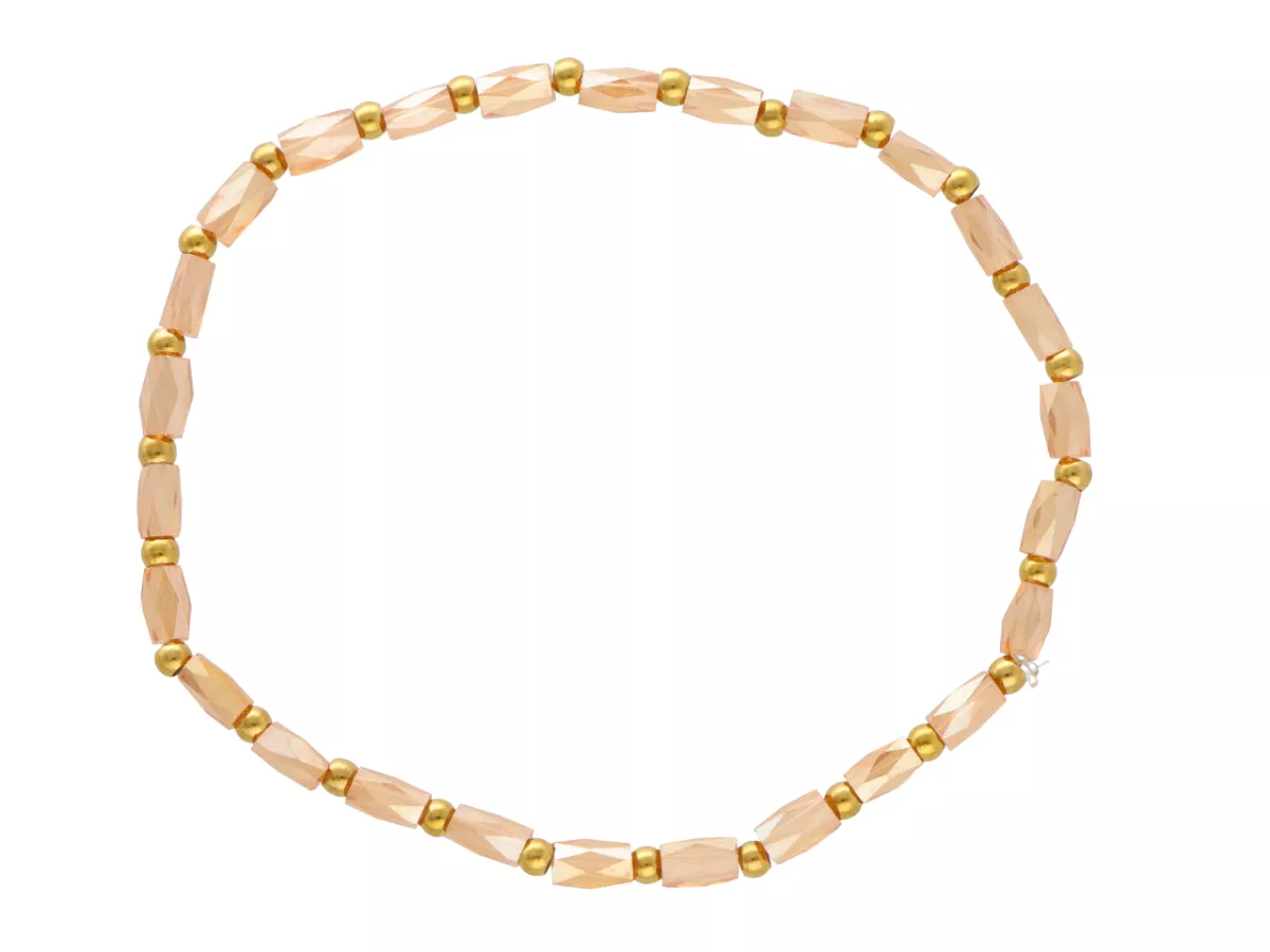 R4S55 BRANSOLETKA KRYSZTAŁKI I STAL CHIRURGICZNA NA GUMCE