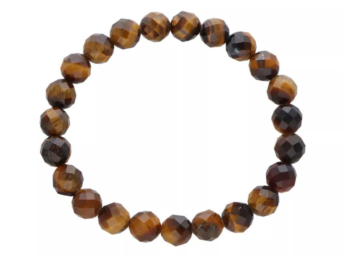 R4I87 BRANSOLETKA TYGRYSIE OKO  KULE FASETOWANE 8 mm