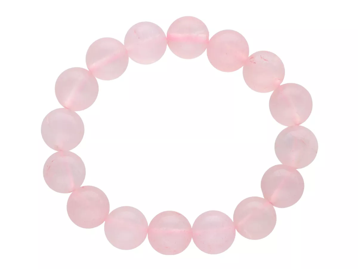 R2S47 BRANSOLETKA KWARC RÓŻOWY KULE 12 mm