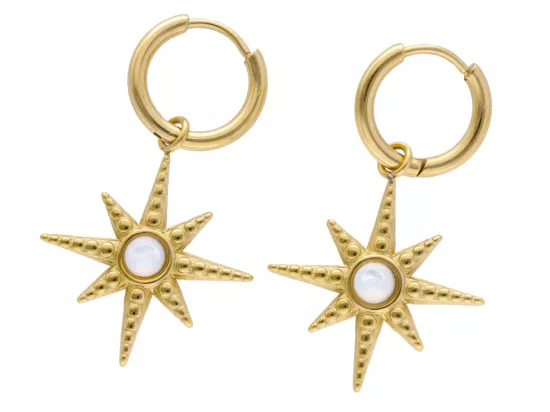 U1X09 KOLCZYKI MASA PERŁOWA I STAL CHIRURGICZNA 1 PARA