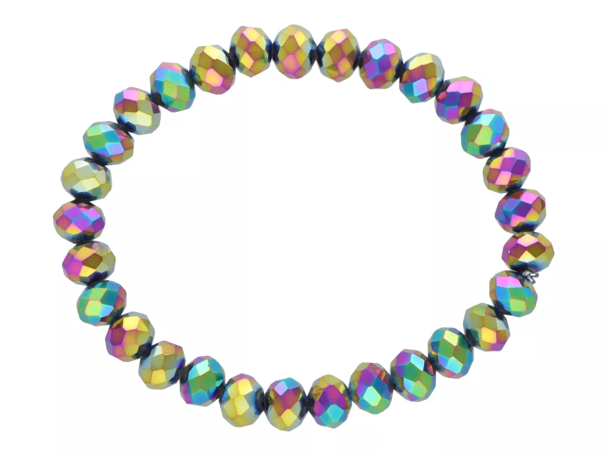 R4D28 BRANSOLETKA KRYSZTAŁKI 8 mm NA GUMCE