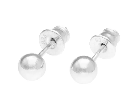 P3I42 KOLCZYKI KULKA 5 mm SREBRO 925 - 1 PARA