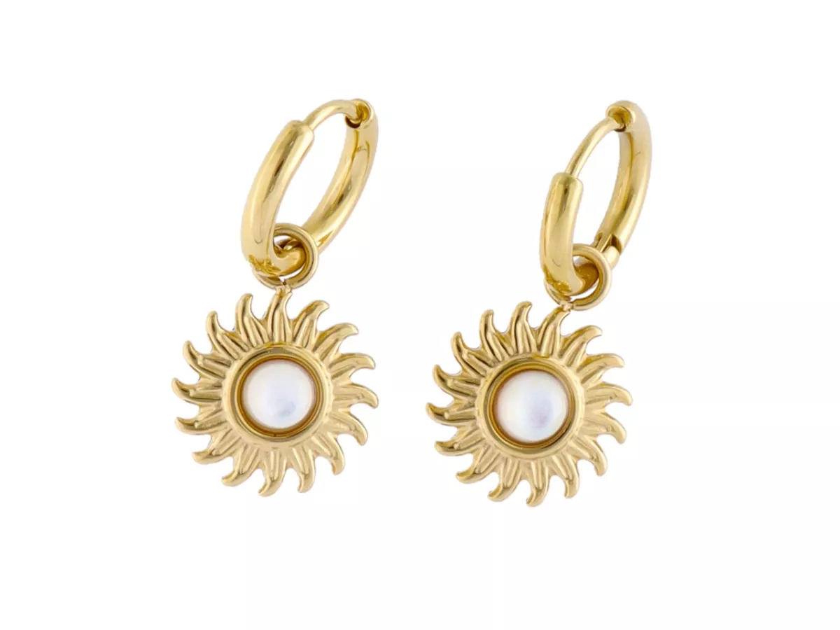 U1W73 KOLCZYKI MASA PERŁOWA I STAL CHIRURGICZNA 1 PARA