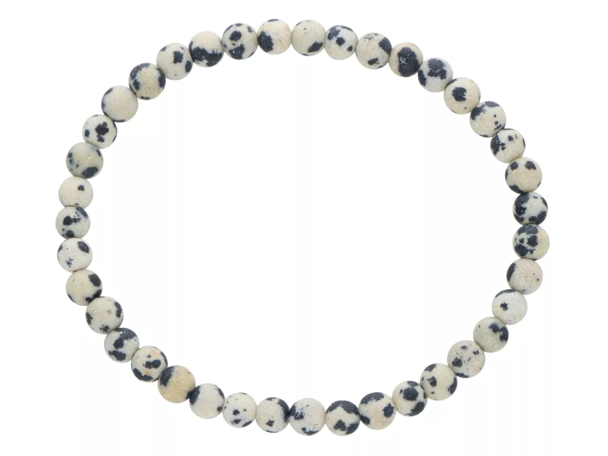 R4W04 BRANSOLETKA JASPIS DALMATYŃSKI MATOWY KULE 4,5 mm