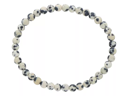 R4W04 BRANSOLETKA JASPIS DALMATYŃSKI MATOWY KULE 4,5 mm