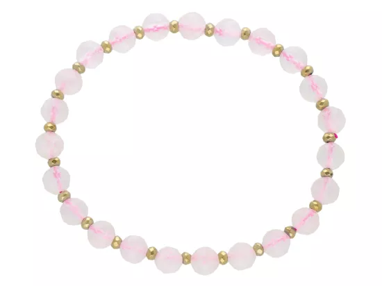R5B67 BRANSOLETKA KWARC RÓŻOWY I HEMATYT