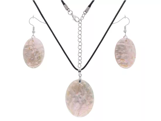 N3N77 KOMPLET BIŻUTERII MUSZLA  - NASZYJNIK I KOLCZYKI