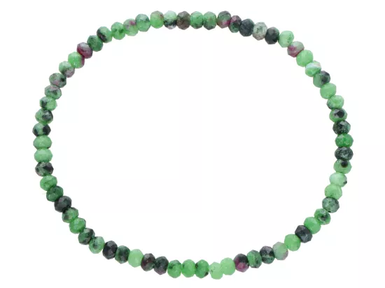 R5B44 BRANSOLETKA ZOISYT Z RUBINEM OPONKI FASETOWANE 4 mm