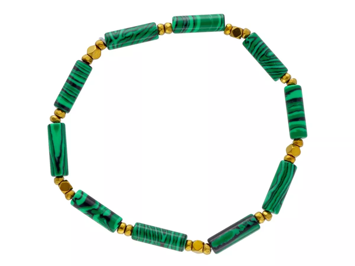 R4M73 BRANSOLETKA MALACHIT I HEMATYT