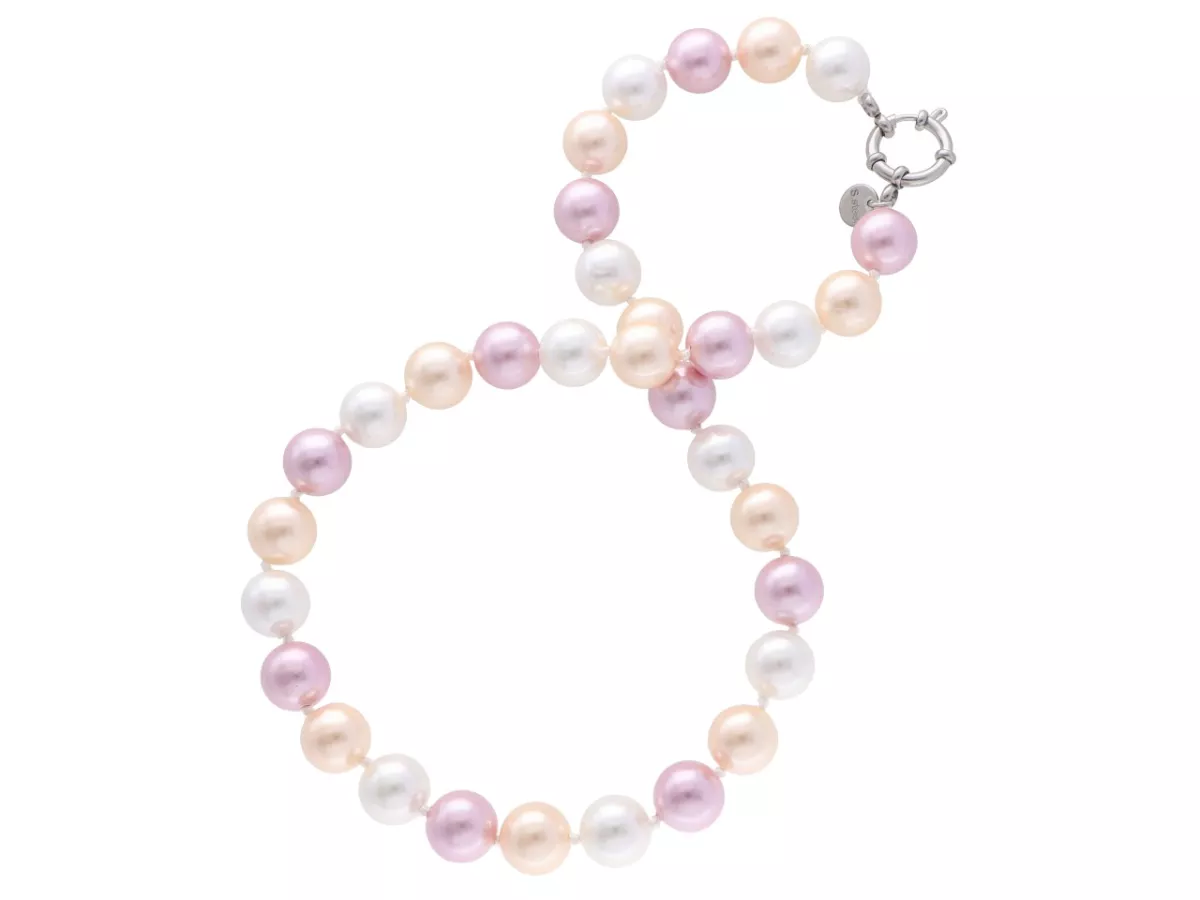 N2J89 NASZYJNIK PERŁA MAJORKA KULE 12 mm