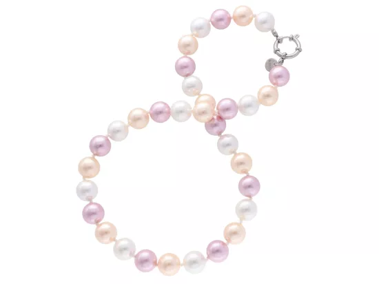 N2J89 NASZYJNIK PERŁA MAJORKA KULE 12 mm