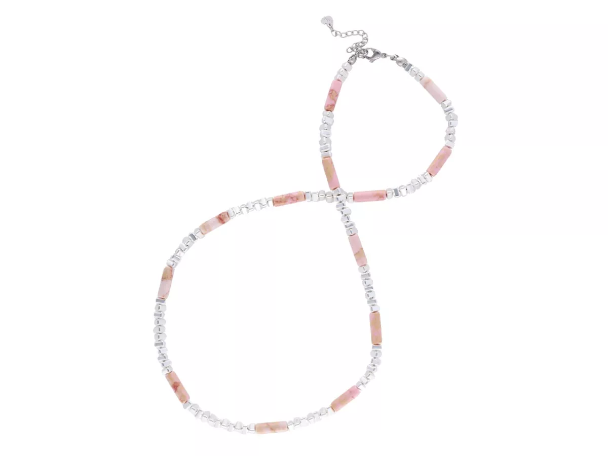 N3L65 NASZYJNIK JASPIS CESARSKI Z HEMATYTEM