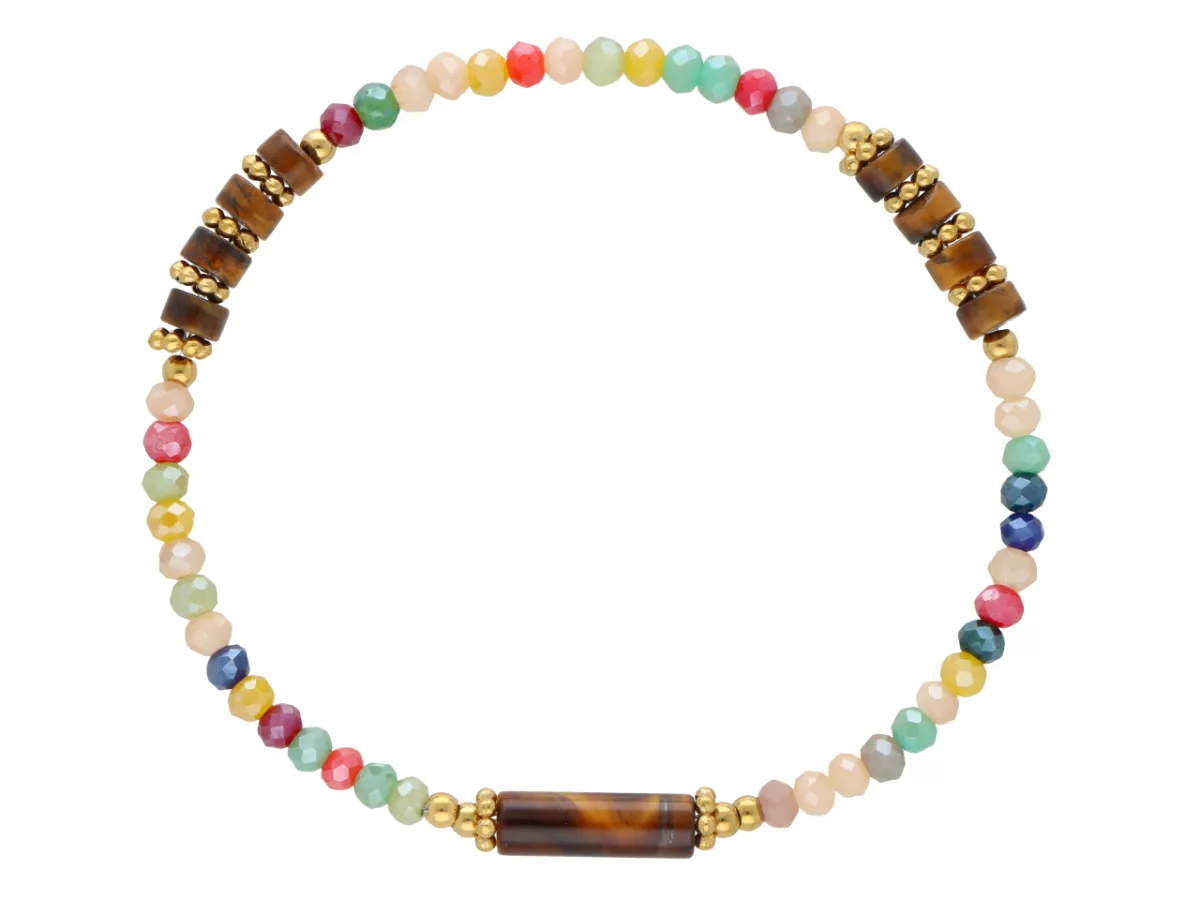 R5C83 BRANSOLETKA TYGRYSIE OKO KRYSZTAŁKI I STAL CHIRURGICZNA