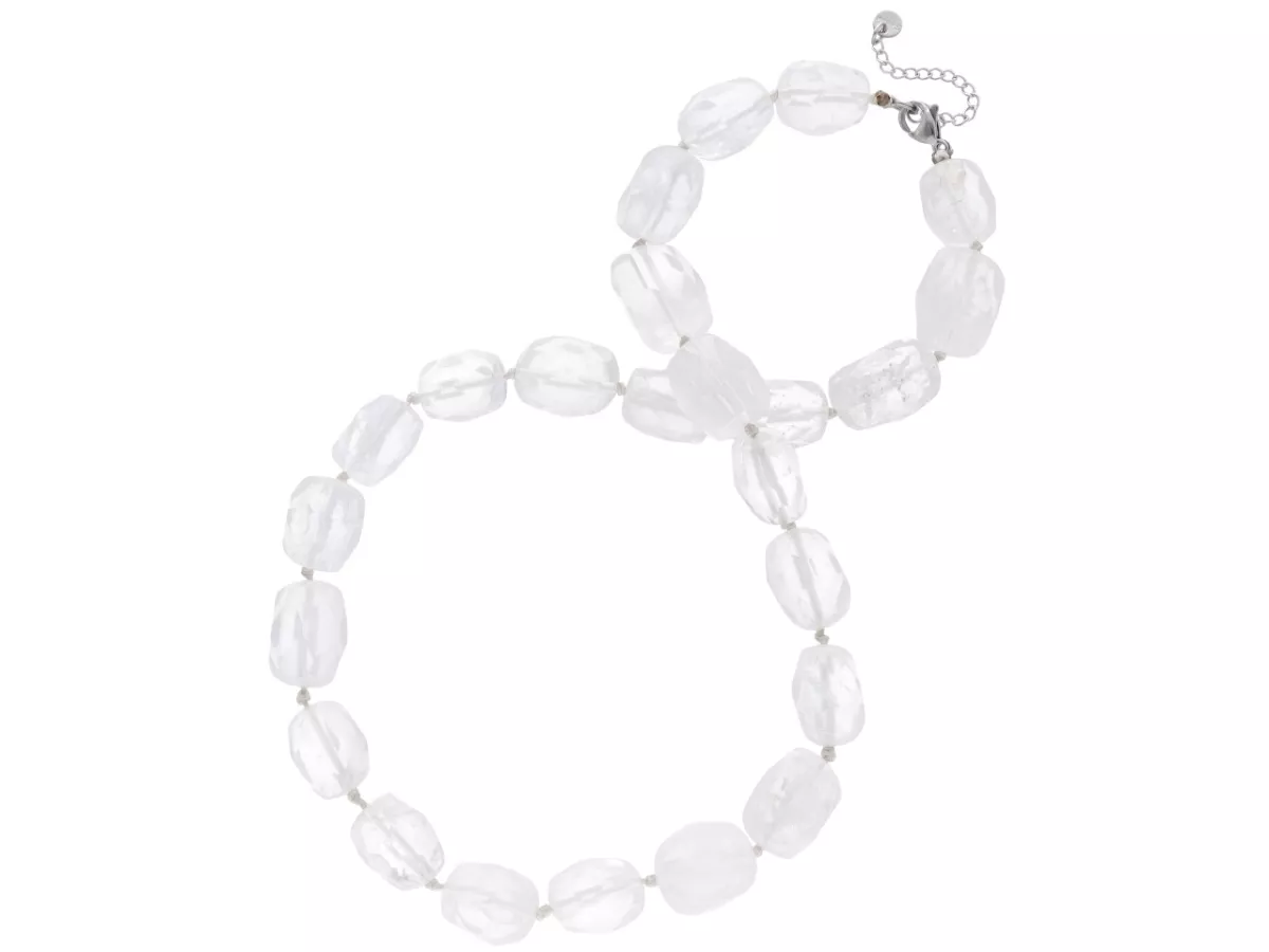 N3L27 NASZYJNIK KRYSZTAŁ GÓRSKI BRYŁKI FASETOWANE