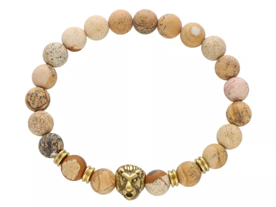 R4N54 BRANSOLETKA JASPIS OBRAZKOWY MATOWY KULE 8,5 mm