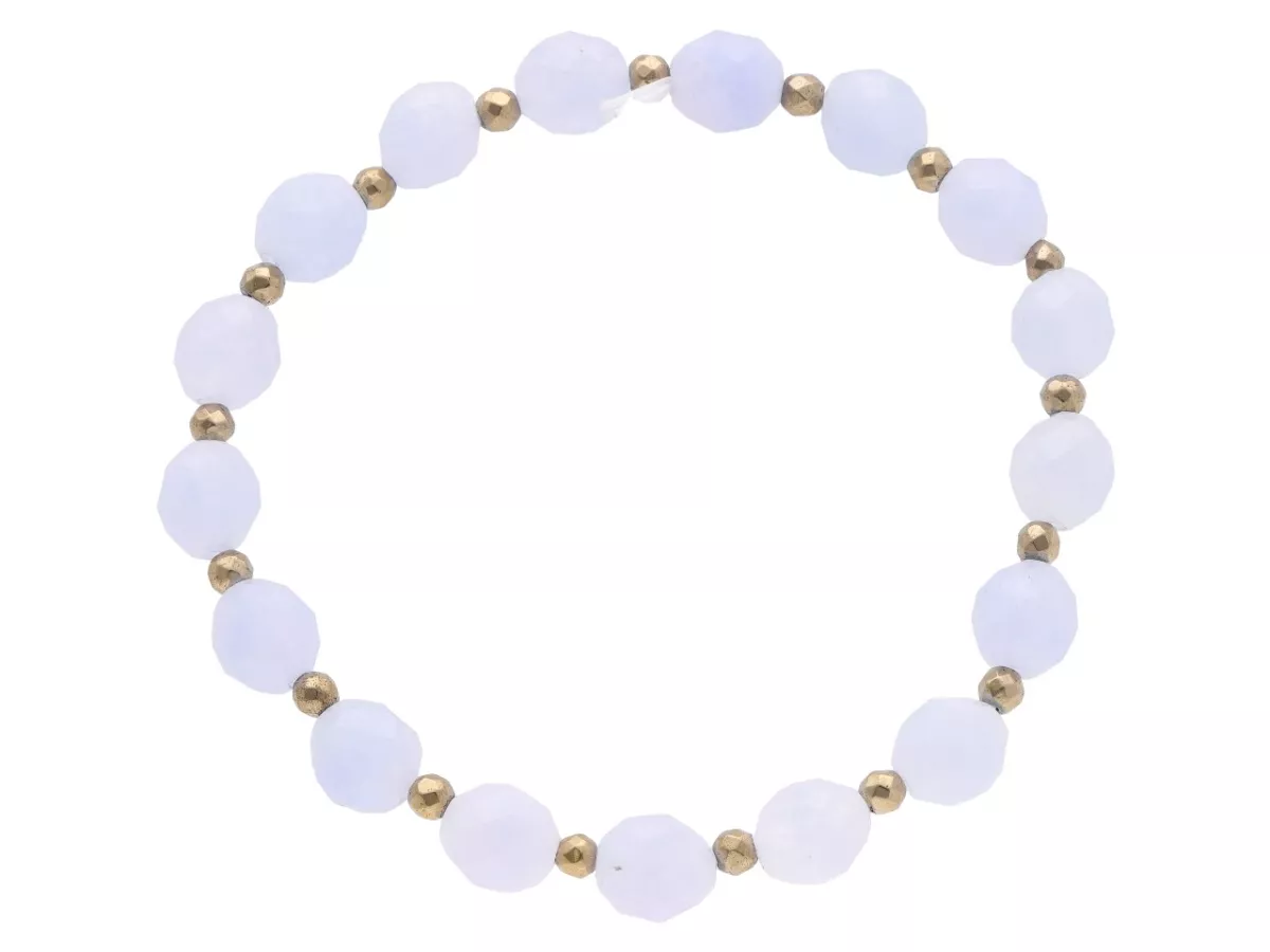 R4U51 BRANSOLETKA AKWAMARYN OWAL FASETOWANY 7/8 mm