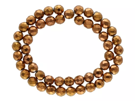 K5W23 HEMATYT MIEDZIANY KULE FASETOWANE 8mm