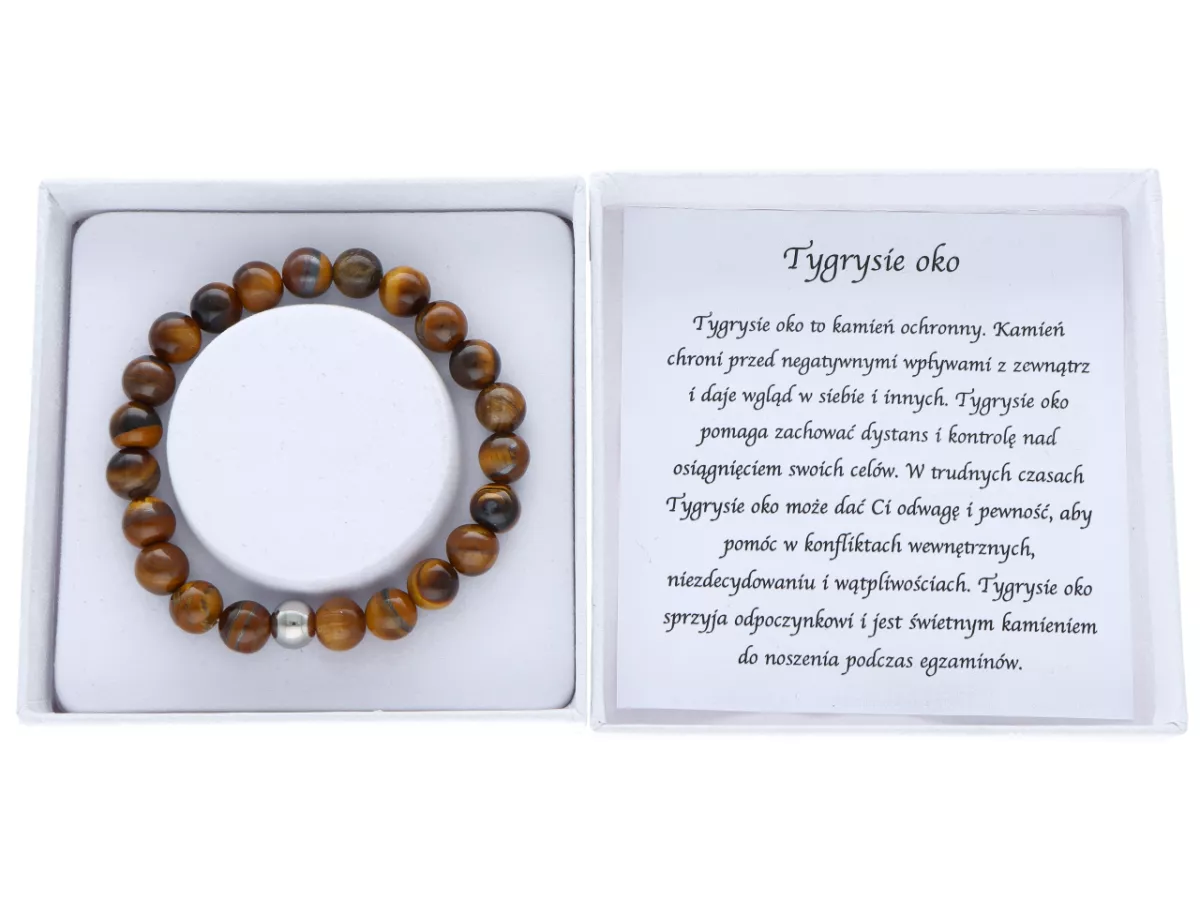 R3O51 BRANSOLETKA TYGRYSIE OKO KULE 8,5 mm W PUDEŁKU