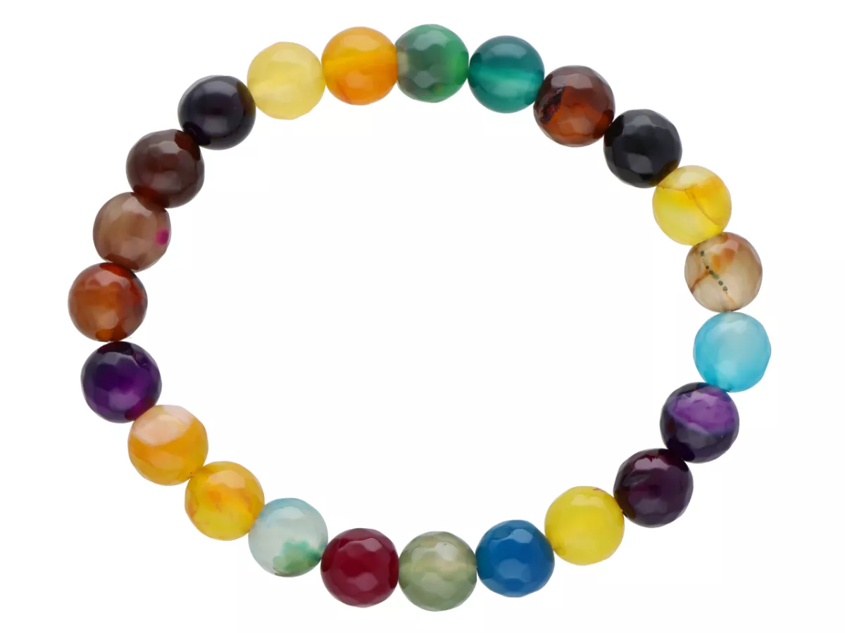 R1W83 BRANSOLETKA AGAT MIX KULE FASETOWANE 8 mm