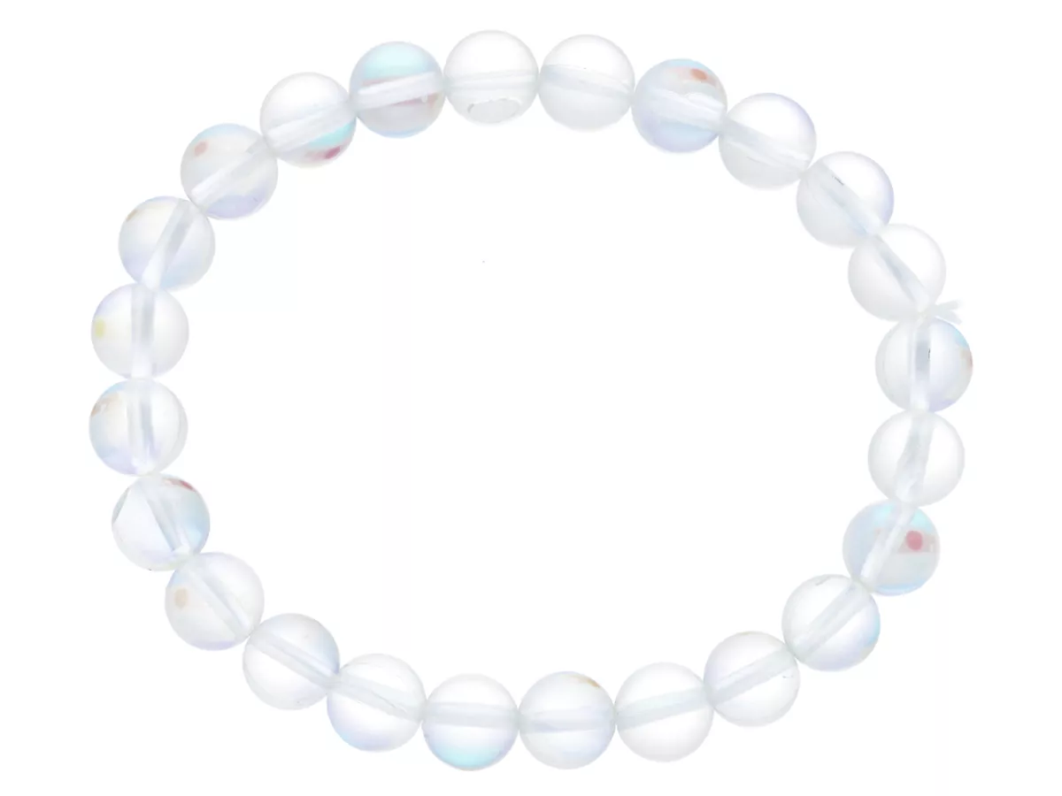 R4N26 BRANSOLETKA CYRKONIA SZKLANA POŁYSK KULE 8 mm