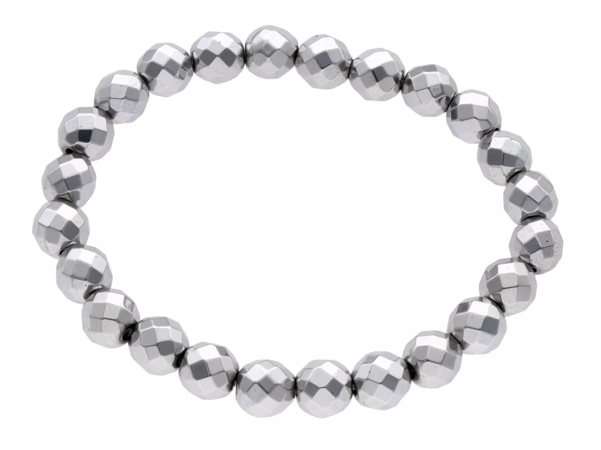 R2F98 BRANSOLETKA HEMATYT KULE FASETOWANE 7,5 mm