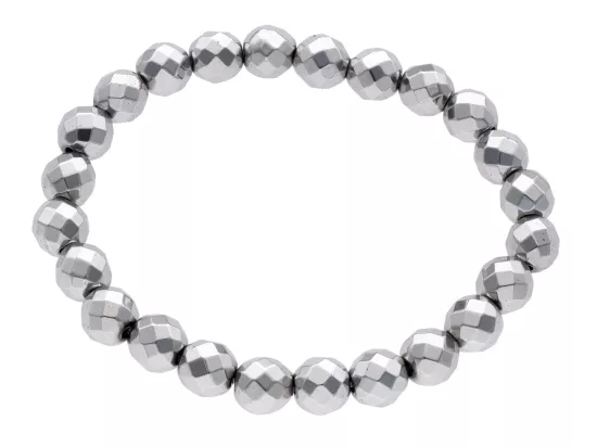 R2F98 BRANSOLETKA HEMATYT KULE FASETOWANE 7,5 mm