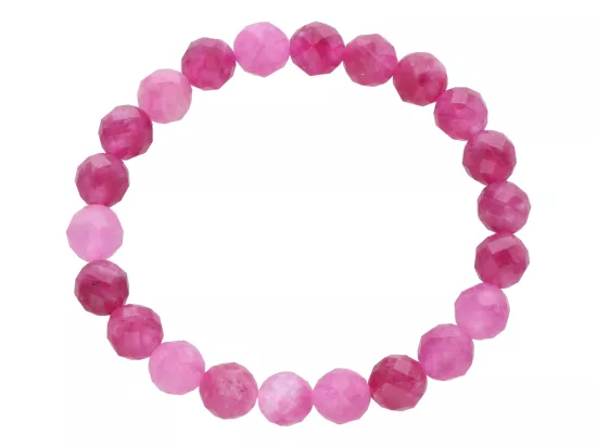 R4J00 BRANSOLETKA TURMALIN RÓŻOWY KULE FASETOWANE 8 mm