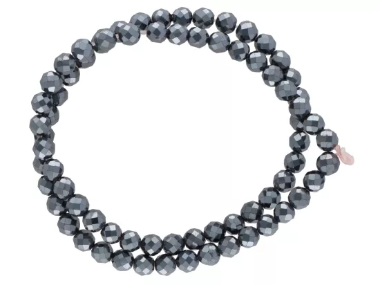 K5N55 HEMATYT KULE FASETOWANE 6 mm - 1 SZNUR