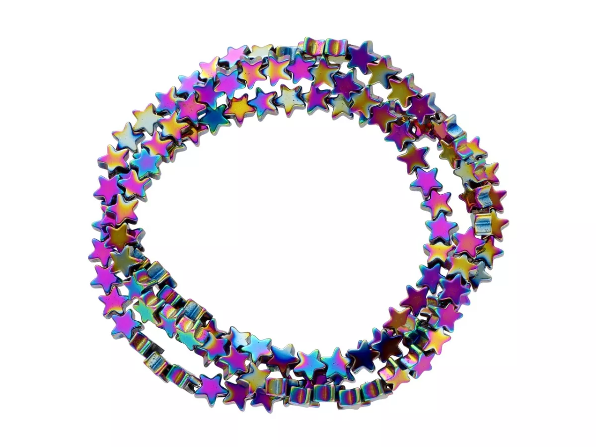 K6T34 HEMATYT GWIAZDKI 4/4 mm - 1 SZNUR