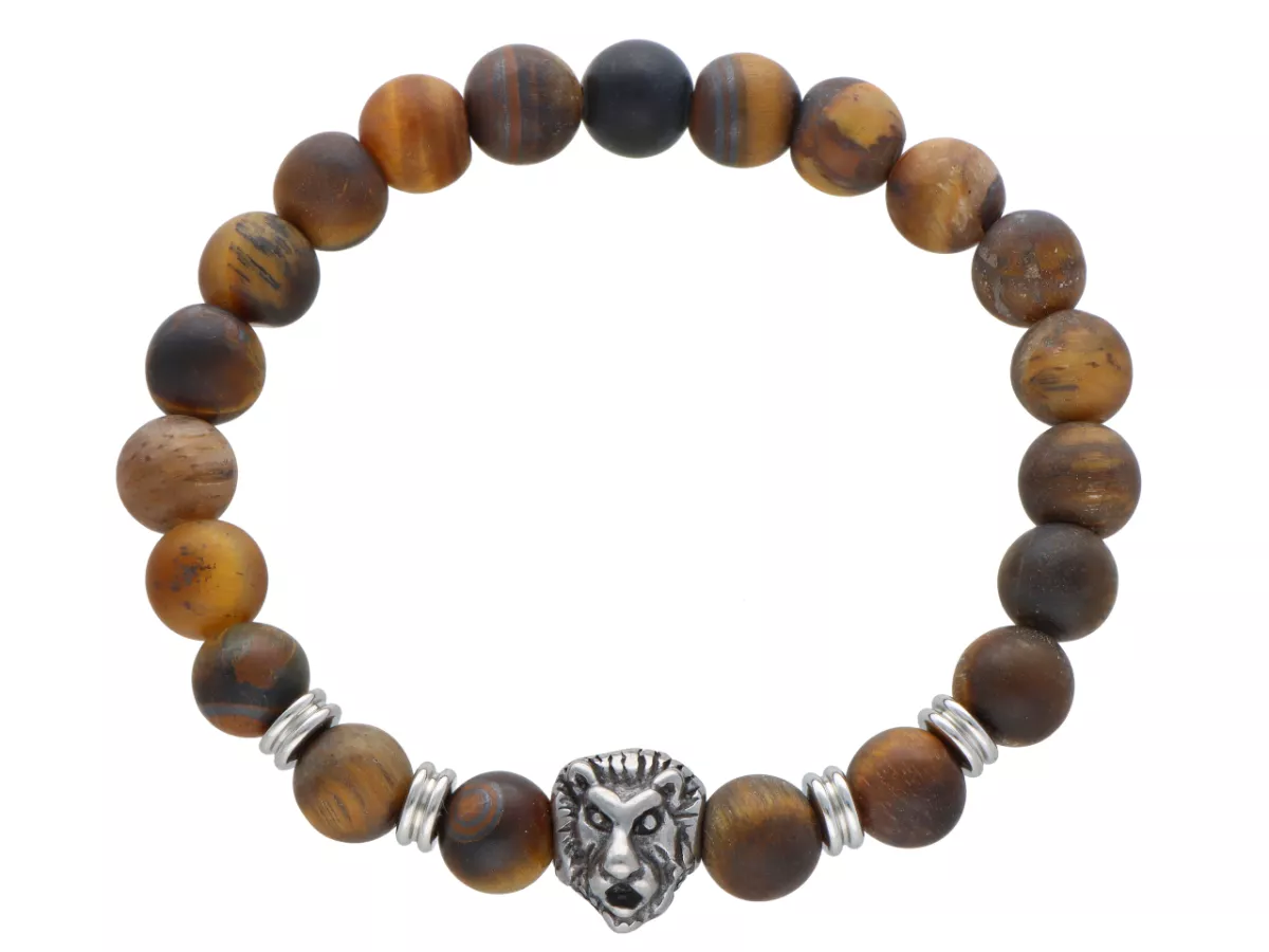 R4N55 BRANSOLETKA TYGRYSIE OKO MATOWE KULE 8 mm