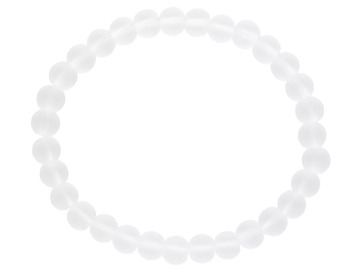 R5A66 BRANSOLETKA KRYSZTAŁ GÓRSKI MATOWY KULE 6,5 mm