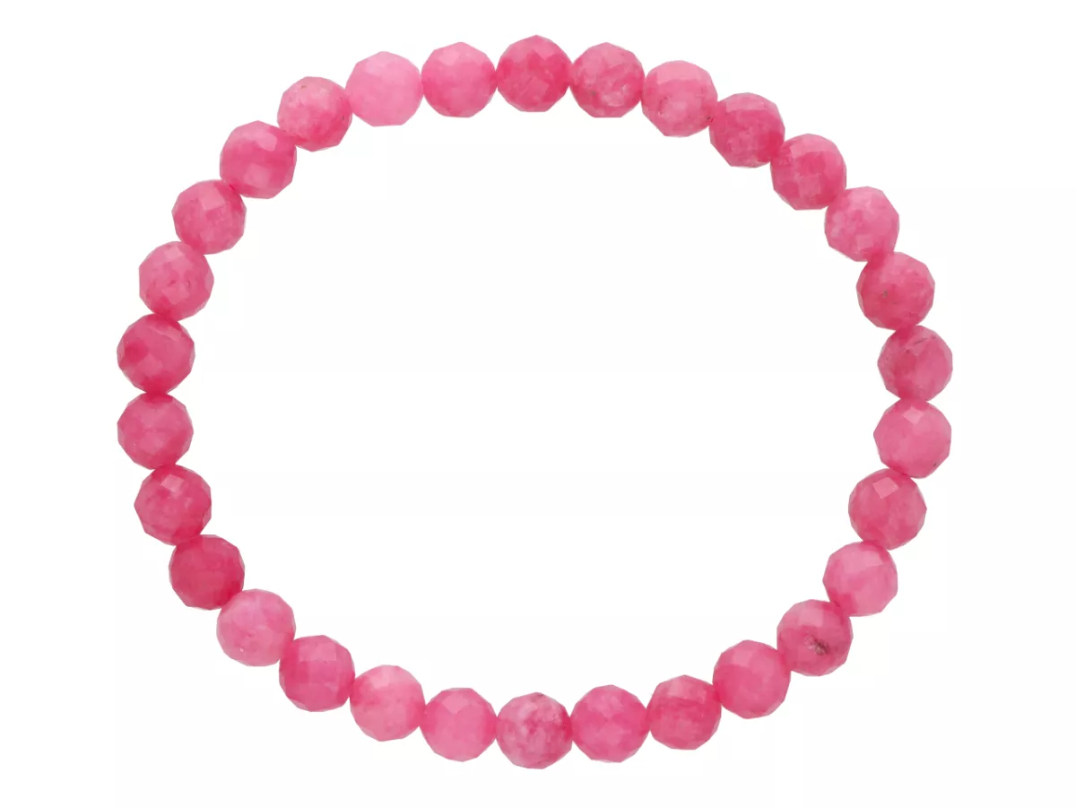 R4I74 BRANSOLETKA TURMALIN RÓŻOWY KULE FASETOWANE 6 mm