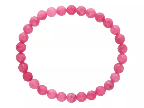 R4I74 BRANSOLETKA TURMALIN RÓŻOWY KULE FASETOWANE 6 mm