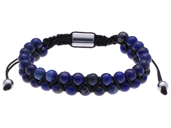 R4T37 BRANSOLETKA SHAMBALLA LAPIS LAZULI I STAL CHIRURGICZNA