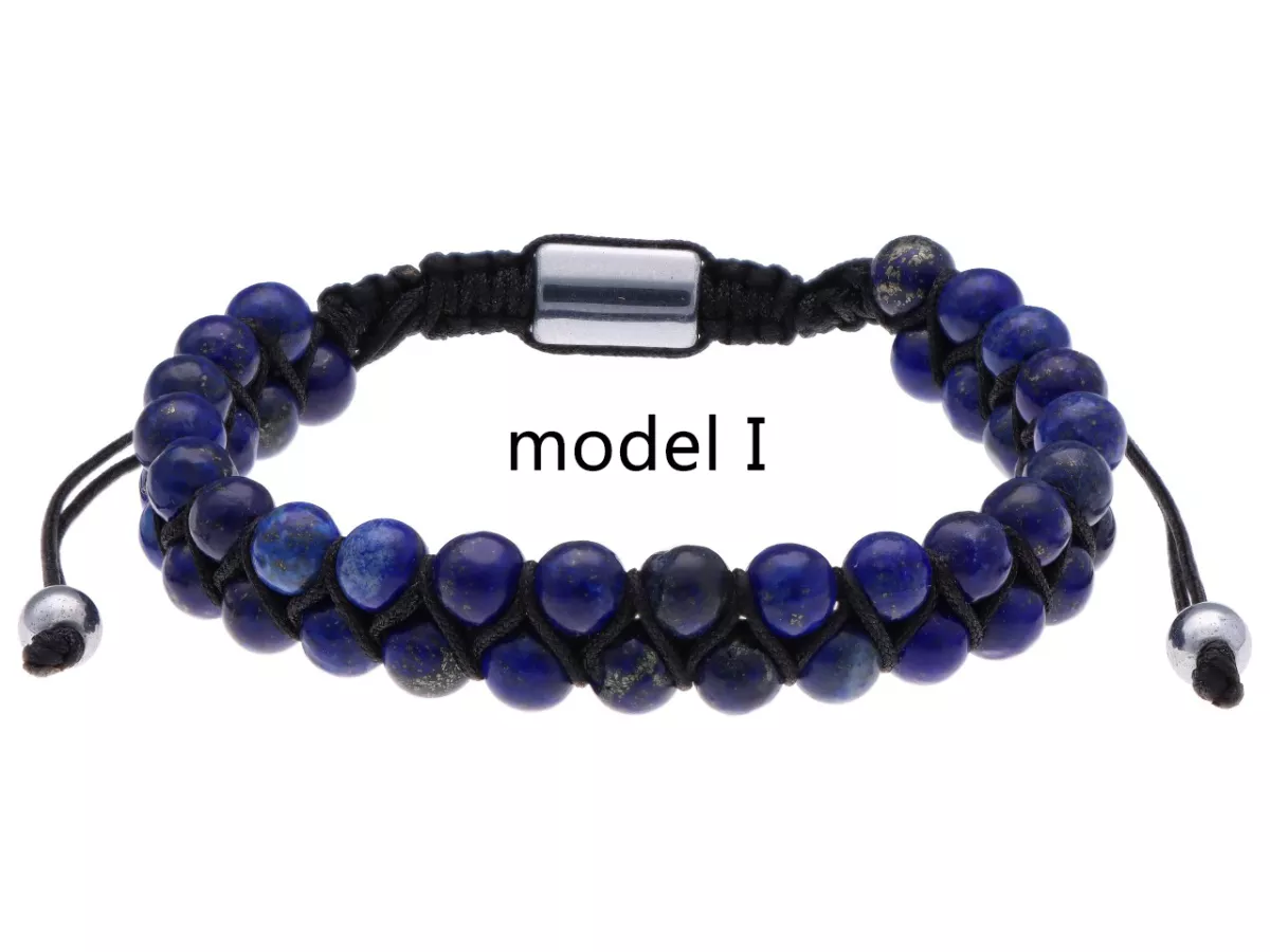 R4T37 BRANSOLETKA SHAMBALLA LAPIS LAZULI I STAL CHIRURGICZNA