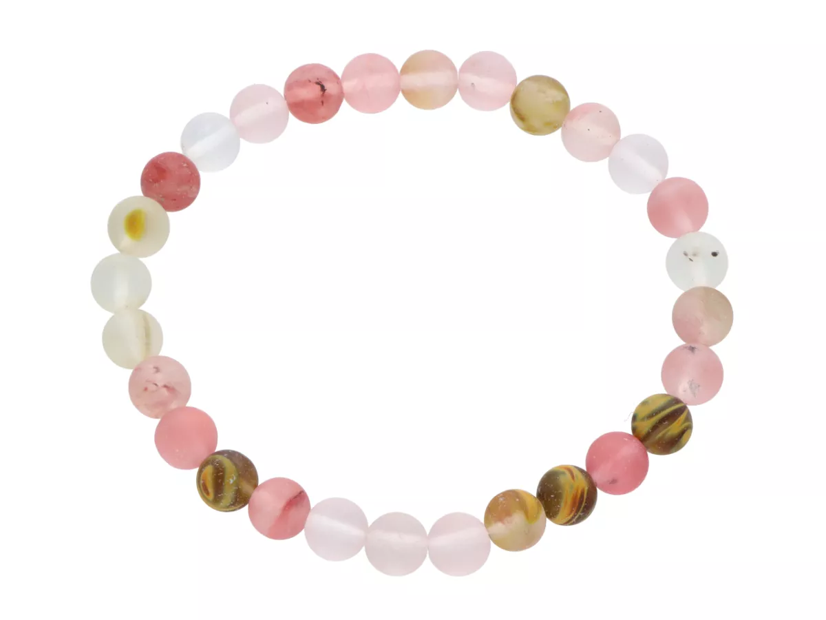 R3W12 BRANSOLETKA KWARC ARBUZI MATOWY KULE 6,5 mm