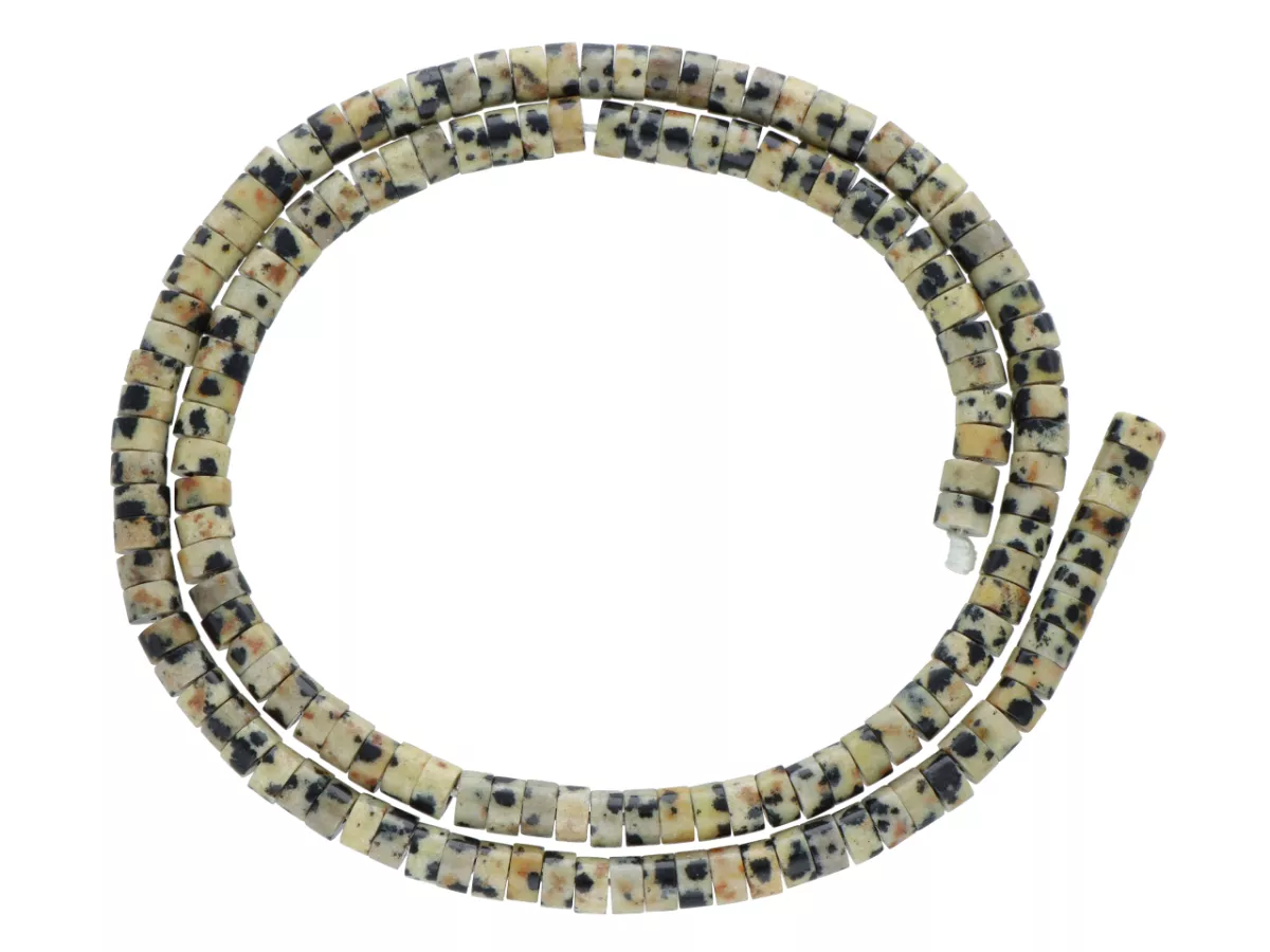 K7L77 JASPIS DALMATYŃSKI WALEC 4 mm - 1 SZNUR