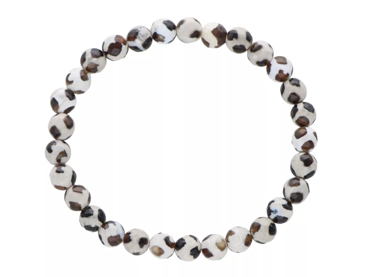 R4J45 BRANSOLETKA AGAT TYBETAŃSKI KULE FASETOWANE 6 mm