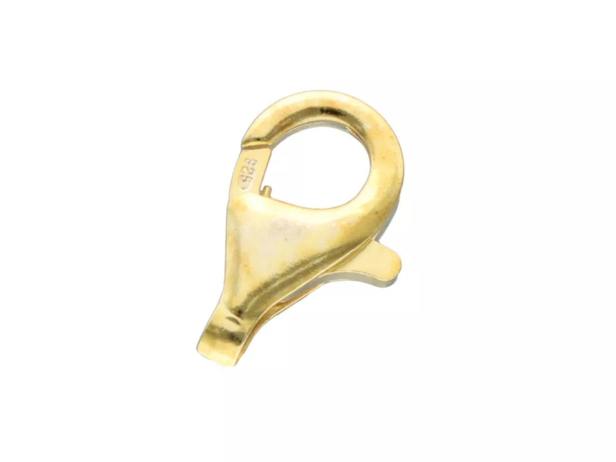 P3H53 ZAPIĘCIE KARABIŃCZYK 16 mm SREBRO 925 POZŁACANE - 1 SZTUKA