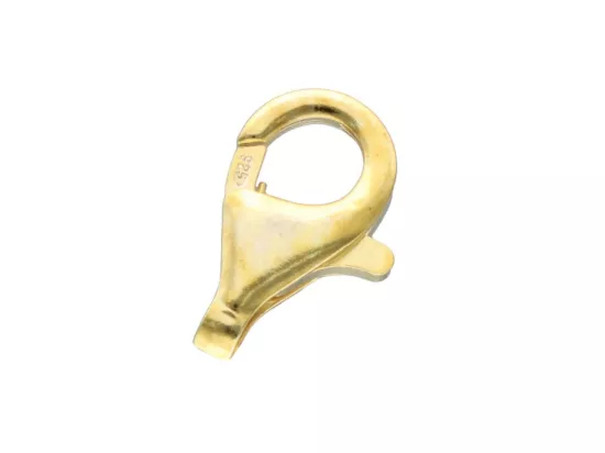 P3H53 ZAPIĘCIE KARABIŃCZYK 16 mm SREBRO 925 POZŁACANE - 1 SZTUKA