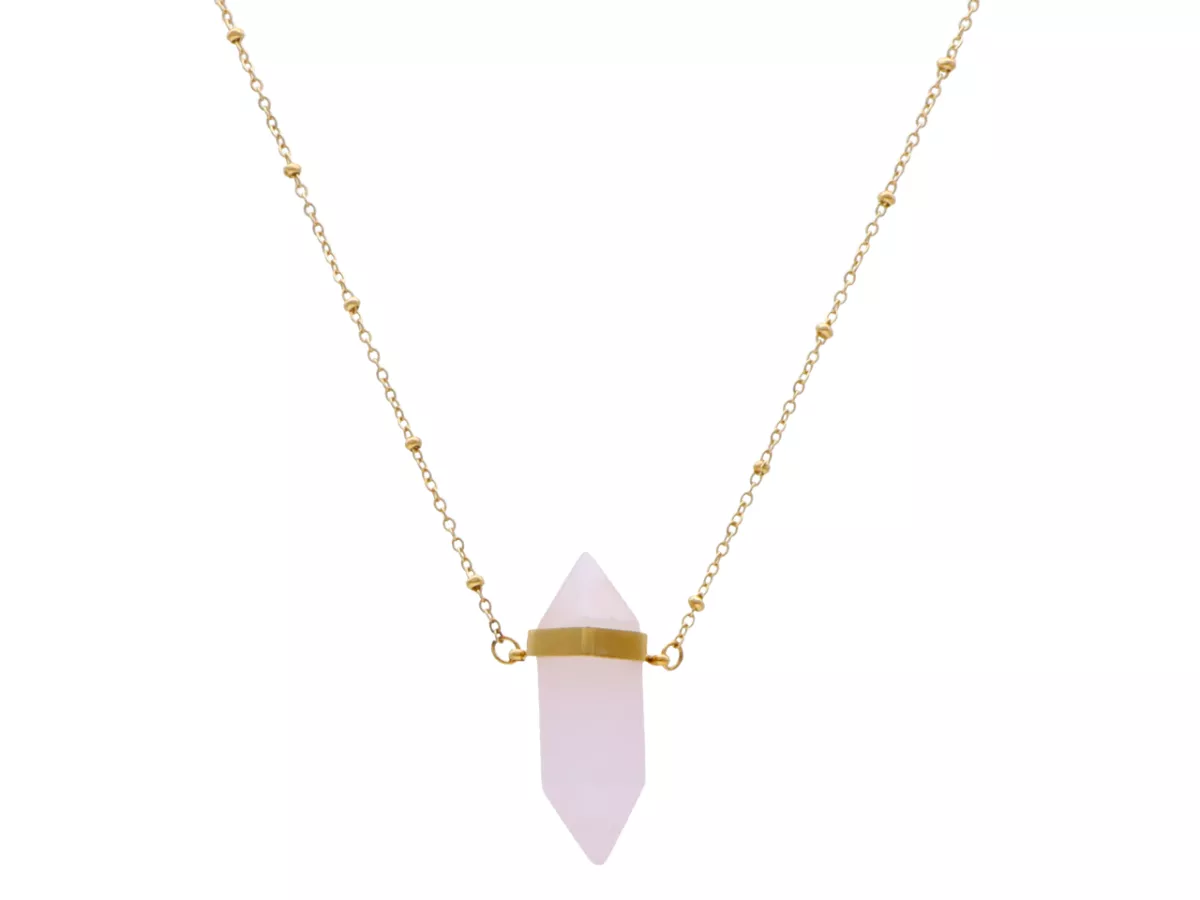 N3J93 NASZYJNIK KWARC RÓŻOWY I STAL CHIRURGICZNA