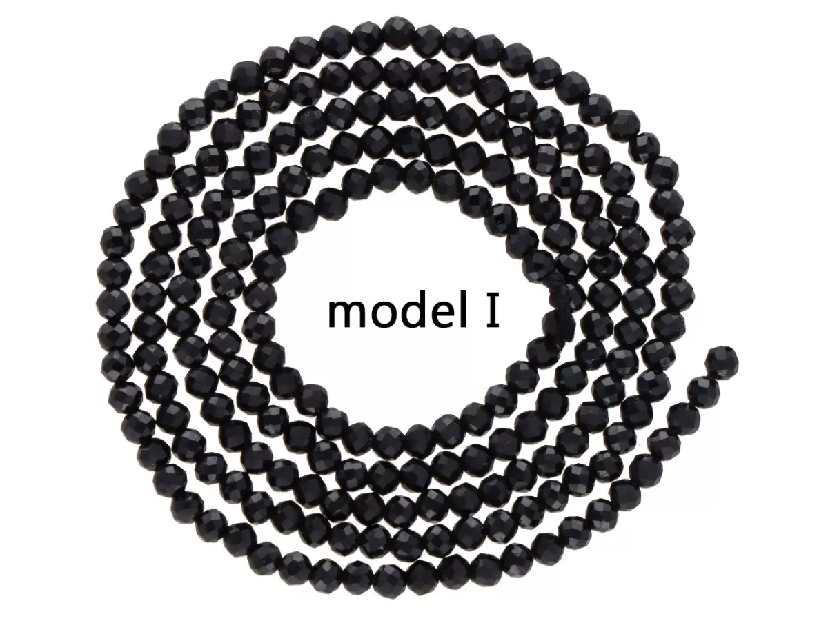 K7I77 TURMALIN CZARNY KULE FASETOWANE 2 mm - 1 SZNUR