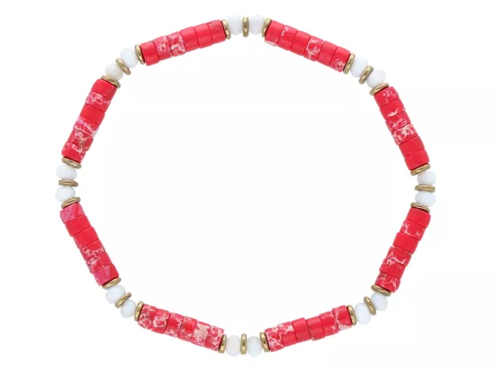 R5A38 BRANSOLETKA JASPIS CESARSKI MASA PERŁOWA I HEMATYT