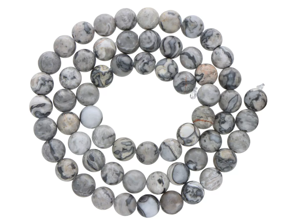 K6N61 JASPIS PICASSO SZARY KULE 6,5 mm - 1 SZNUR