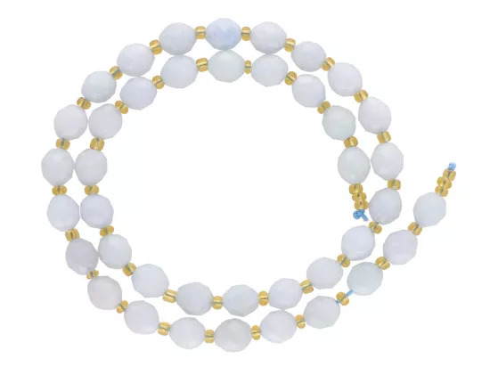 R4U33 AKWAMARYN OWAL FASETOWANY 7,5/8,5 mm - 1 SZNUR