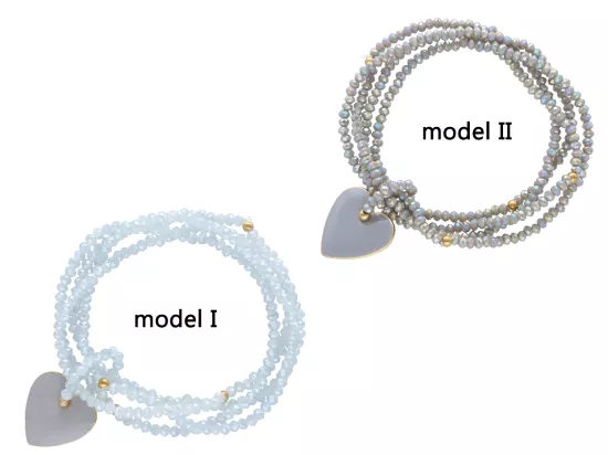 R3C70 BRANSOLETKA  4-RZĘDOWA Z ZAWIESZKĄ KRYSZTAŁKI 3 mm NA GUMCE