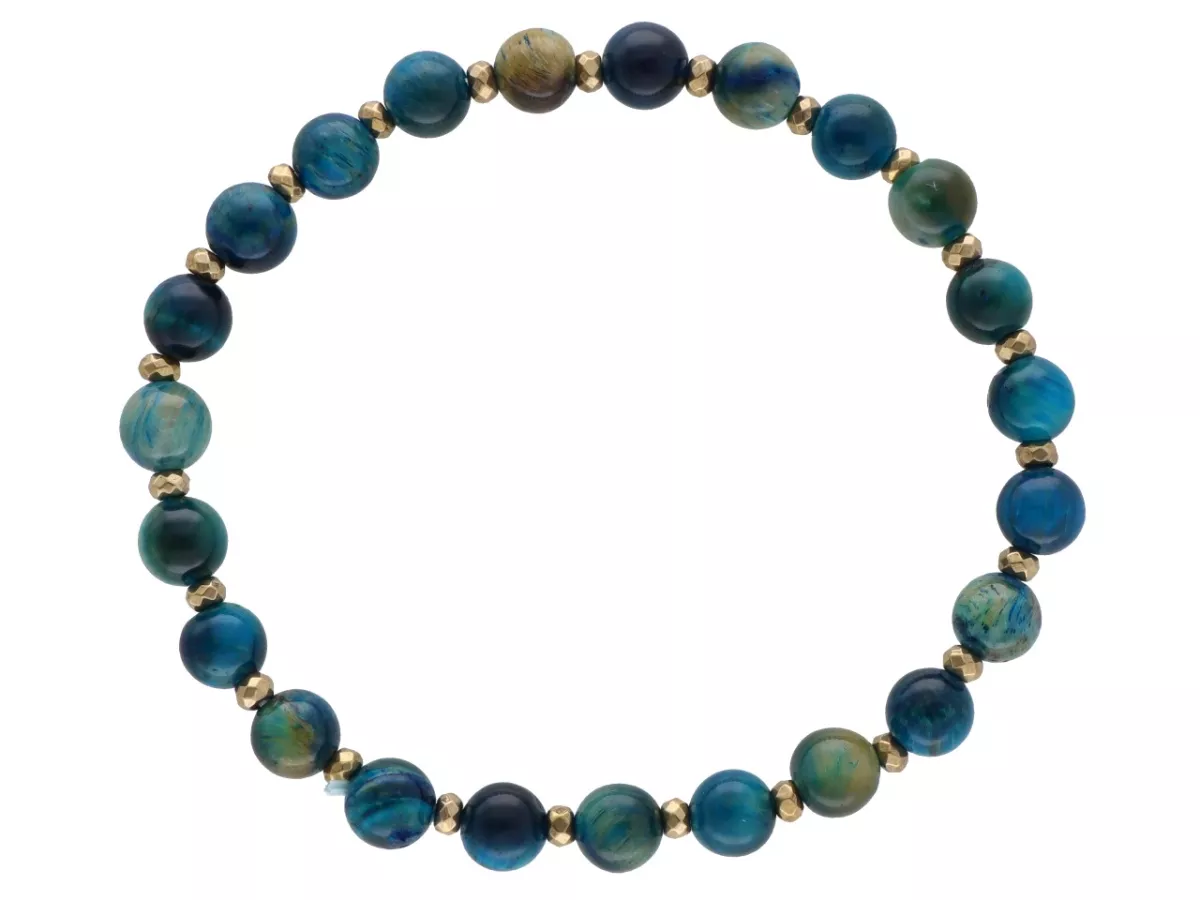 R4M58 BRANSOLETKA TYGRYSIE OKO TURKUSOWE KULE 6,5 mm