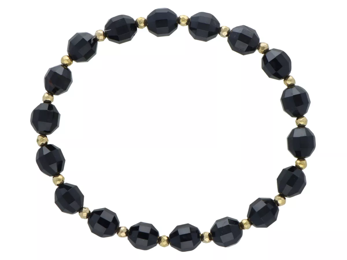 R5A63 BRANSOLETKA AGAT CZARNY I HEMATYT