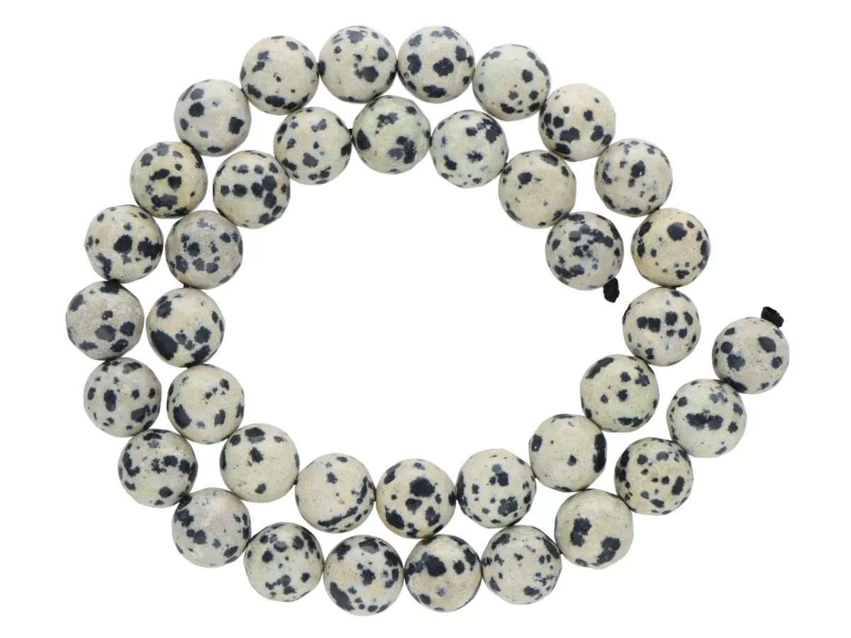 K6L17 JASPIS DALMATYŃSKI KULE FASETOWANE 10 mm - 1 SZNUR